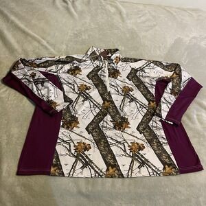 Camouflage Sweater Women 3X Hunting Pullover Quarter Zip Sweatshirt Lightweight